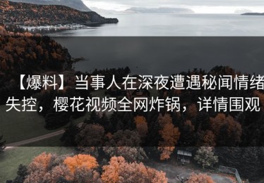 【爆料】当事人在深夜遭遇秘闻情绪失控，樱花视频全网炸锅，详情围观