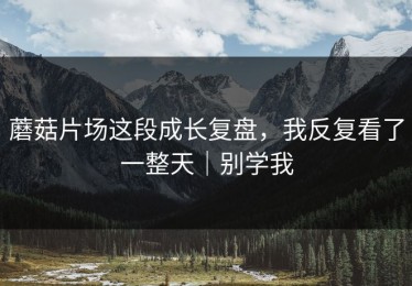 蘑菇片场这段成长复盘，我反复看了一整天｜别学我