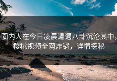 圈内人在今日凌晨遭遇八卦沉沦其中，樱桃视频全网炸锅，详情探秘