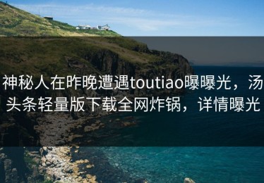 神秘人在昨晚遭遇toutiao曝曝光，汤头条轻量版下载全网炸锅，详情曝光