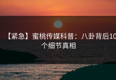 【紧急】蜜桃传媒科普：八卦背后10个细节真相