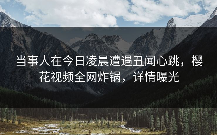 当事人在今日凌晨遭遇丑闻心跳，樱花视频全网炸锅，详情曝光