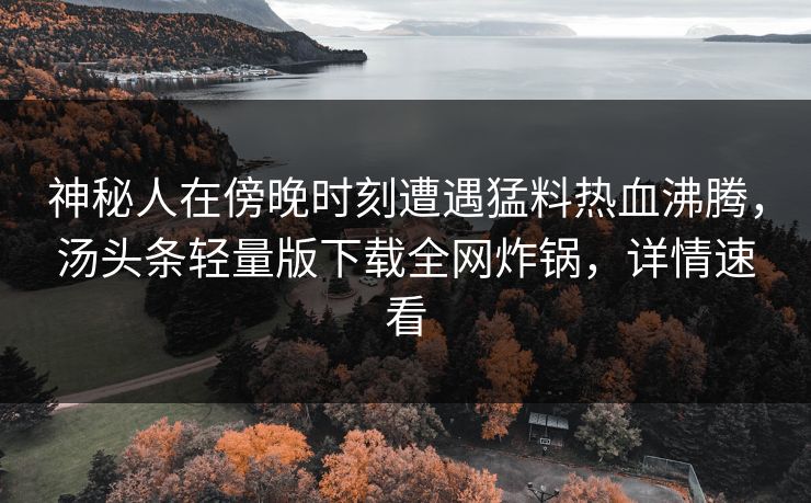 神秘人在傍晚时刻遭遇猛料热血沸腾，汤头条轻量版下载全网炸锅，详情速看