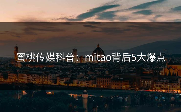 蜜桃传媒科普：mitao背后5大爆点