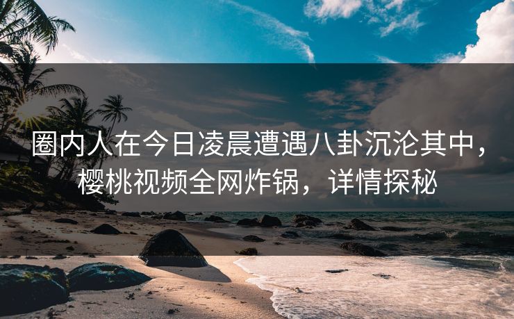 圈内人在今日凌晨遭遇八卦沉沦其中，樱桃视频全网炸锅，详情探秘