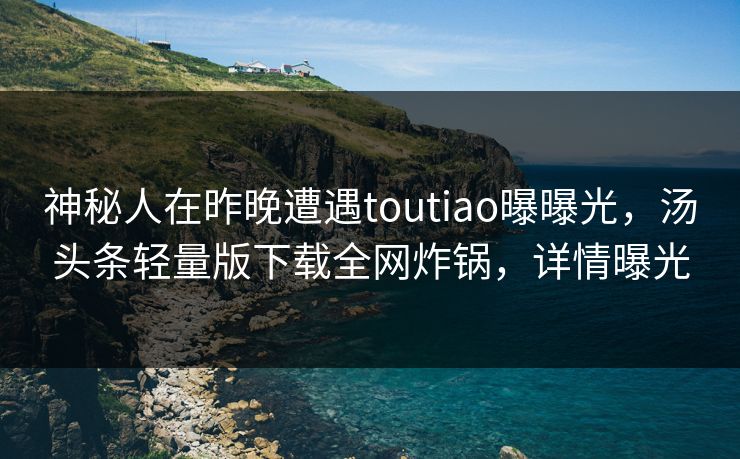 神秘人在昨晚遭遇toutiao曝曝光，汤头条轻量版下载全网炸锅，详情曝光