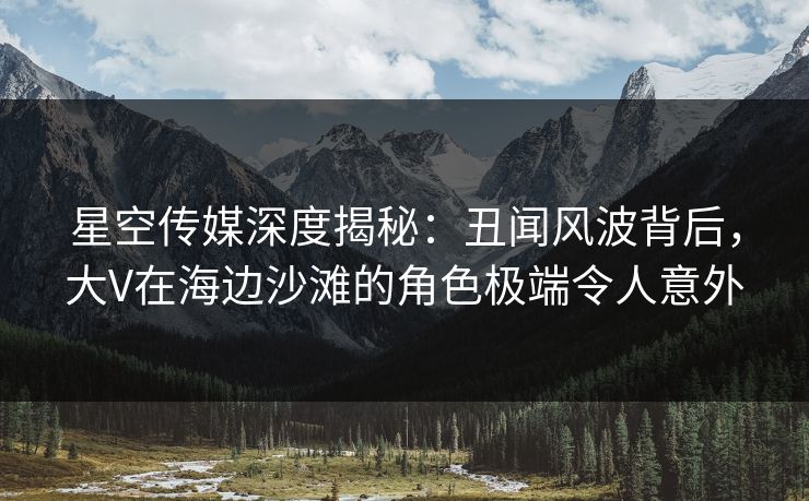星空传媒深度揭秘：丑闻风波背后，大V在海边沙滩的角色极端令人意外