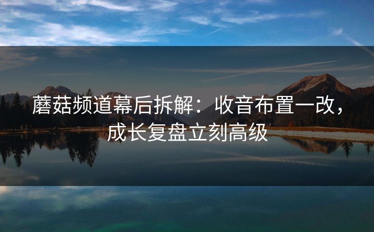 蘑菇频道幕后拆解:收音布置一改,成长复盘立刻高级 蘑菇频道幕后拆解:收音布置一改,成长复盘立刻高级